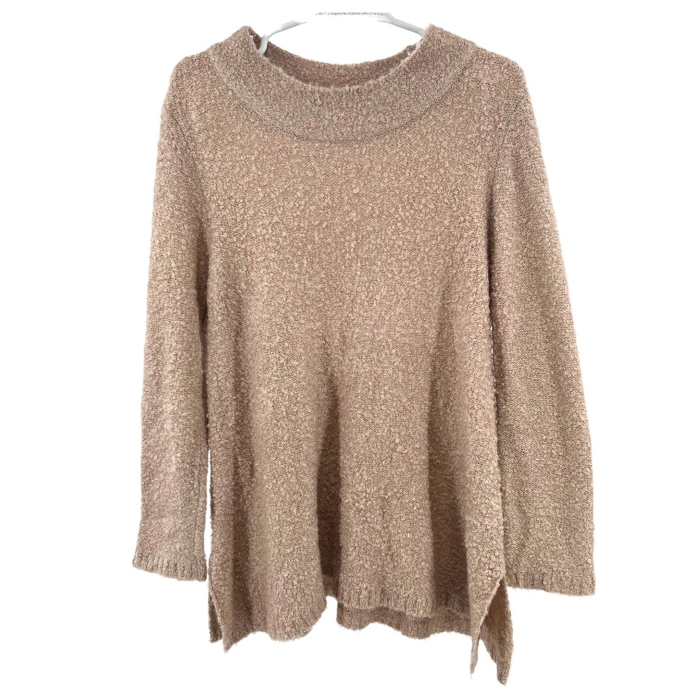 Umgee M neutral beige pullover popcorn sweater casual fall lightweight tunic